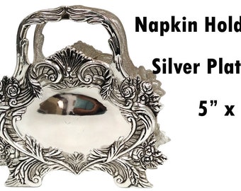 Vintage Napkin Holder | Silver Plated Letter Holder | Vintage Design | Classic Judaica Gift | Table Decorative Ornate Elegance Letter/Napkin