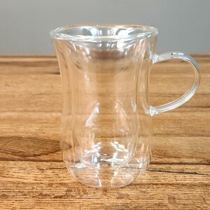 Double Walled Hourglass Tea Coffee Glass Cup Turkish Tulip Glasses Tea Glass coffee mug 7 oz Glass Istikan Arabic Glassware Set Brand New With Handle