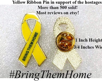 Ramenez-les à la maison Épinglette Ruban jaune Israël Ramenez-les à la maison maintenant Otages soutenez Israël Épinglette de sensibilisation jaune Ruban jaune TOUT NEUF Épinglette pour otages