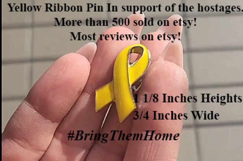 Yellow Ribbon Pin | Bring them home | Free the hostages from Gaza