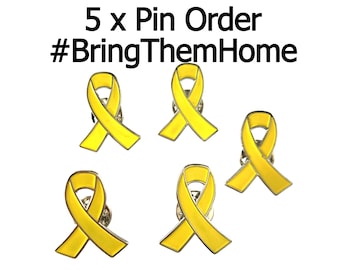 5 Pc Pins Bring US Troops Home Yellow Ribbon Bring them home now Yellow awareness Yelow Ribon BRAND NEW