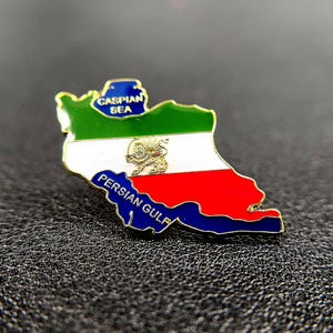 無料のイラン国旗ピンライオンと太陽の紋章Shir O Khorshid品質ヘリテージラペルペルシャJavid Shah Pahlaviエナメルイランザミン新品