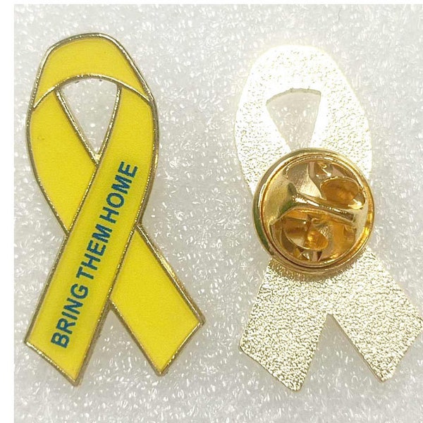 Tráelos a casa Cinta amarilla Pin de Israel Tráelos a casa ahora Rehenes Apoya a Israel Pin amarillo de concientización Yelow Ribon NUEVO Pin de rehenes