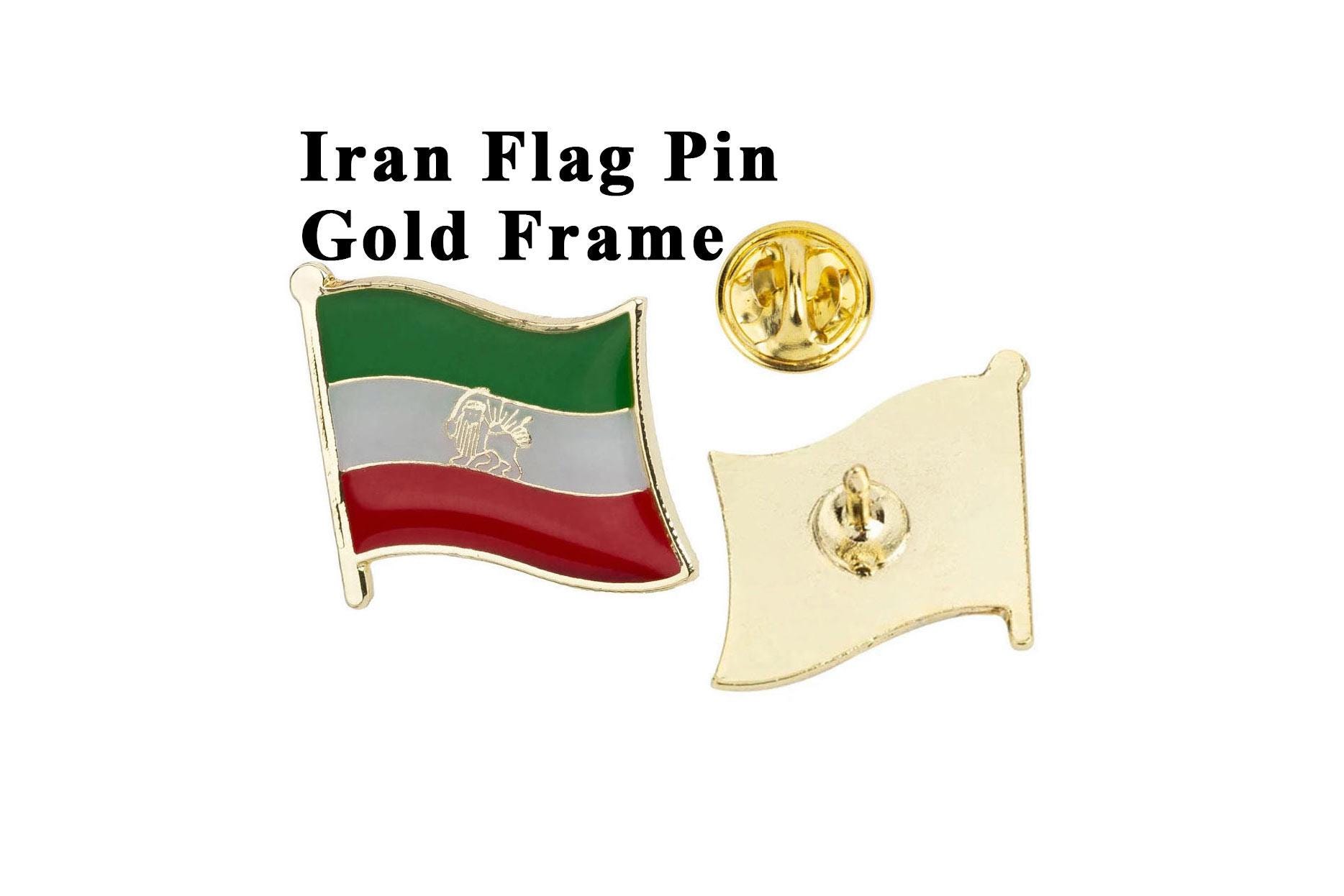 Free Iran Flag Pin Lion and Sun Emblem Shir O Khorshid Quality Heritage ...