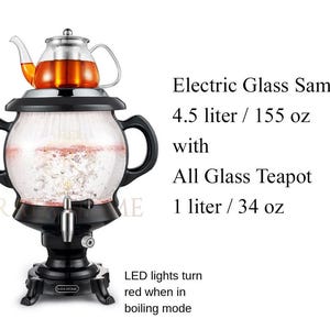 RAYA Glass Tea Maker & Samovar, Black | Glass Tea Maker | Persian Samovar | Modern Design | Samovar | Persian Tea Maker | Original | самовар