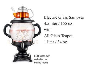 RAYA Glass Tea Maker & Samovar, Black Glass Tea Maker Persian Samovar Modern Design Samovar Persian Tea Maker Original самовар Our Design