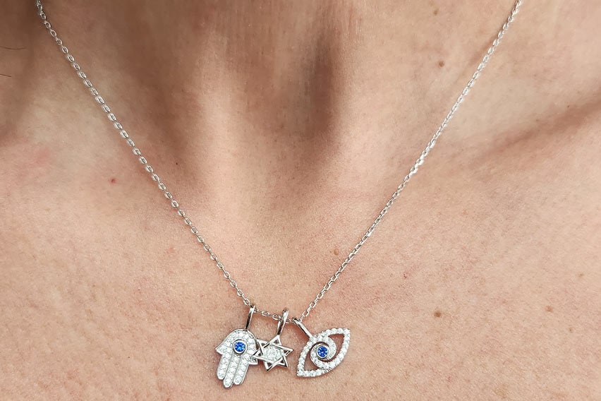 Hamsa necklace 925 silver - Etsy 日本