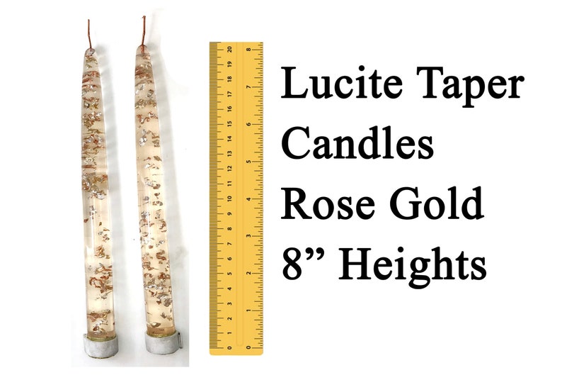 Clear MCM Lucite Acrylic Taper Candles Gold or Silver Flecks Etsy