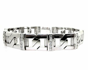 14k White Gold Men's Diamond Bracelet 3.28 TCW G Color SI1 Quality Mens Gold Diamond Bracelet 53.7 Grams of Gold 33,066