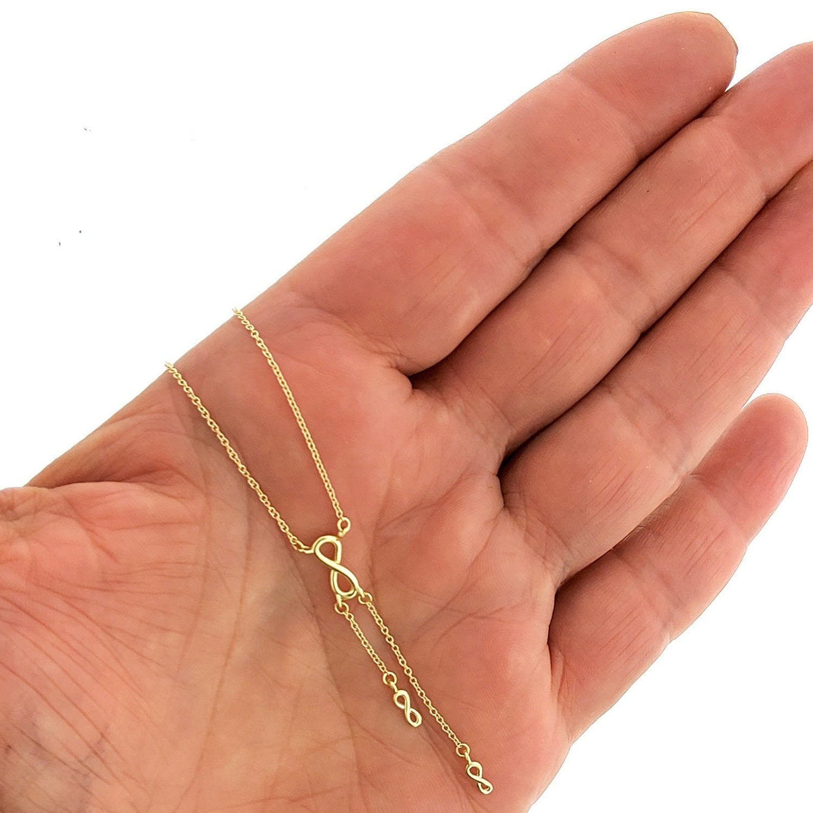 14K Solid Yellow Gold Infinity Necklace / Gold Infinity Pendant