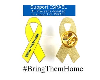 Tráelos a casa Pin de lazo amarillo de Israel Tráelos a casa ahora Rehenes Apoya a Israel Pin de concienciación amarillo Todas las ganancias donadas a ISRAEL