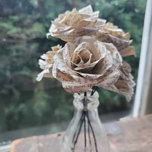 Custom Book Upgrade for Paper Roses Listing, Book Page Flowers, Book Wedding Decor, Paper Anniversary Gift, Literary Gifts for Book Lovers