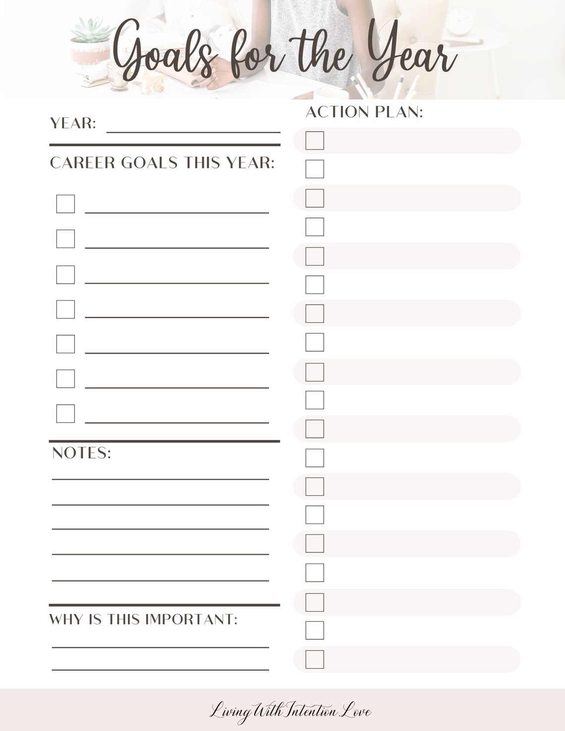 Printable Goals Checklist Planner Goals for the Year Goals Etsy