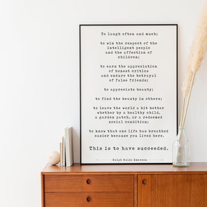 Emerson “This is to have succeeded”Book Quote, Wall Art, Home Decor, Inspiring Quotes, Vintage Art, Minimalist Art, Literary Art, Print