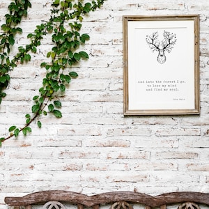 Forest Print, Inspirujący cytat, John Muir, Cytaty z książek, Sztuka ścienna, Wystrój domu, Inspirujące cytaty, Sztuka vintage, Sztuka minimalistyczna, Sztuka literacka