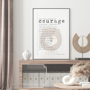 Wizard of Oz, Inspirational Print, Wall Art, L. Frank Baum’s quote ‘That kind of courage’. Unframed Print