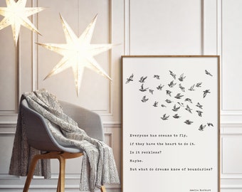 Amelia Earhart “what do dreams know of boundaries?” quote.  Wall Art, Home Decor, Inspiring Art Quotes, Minimalist Art, Literary Art, Print