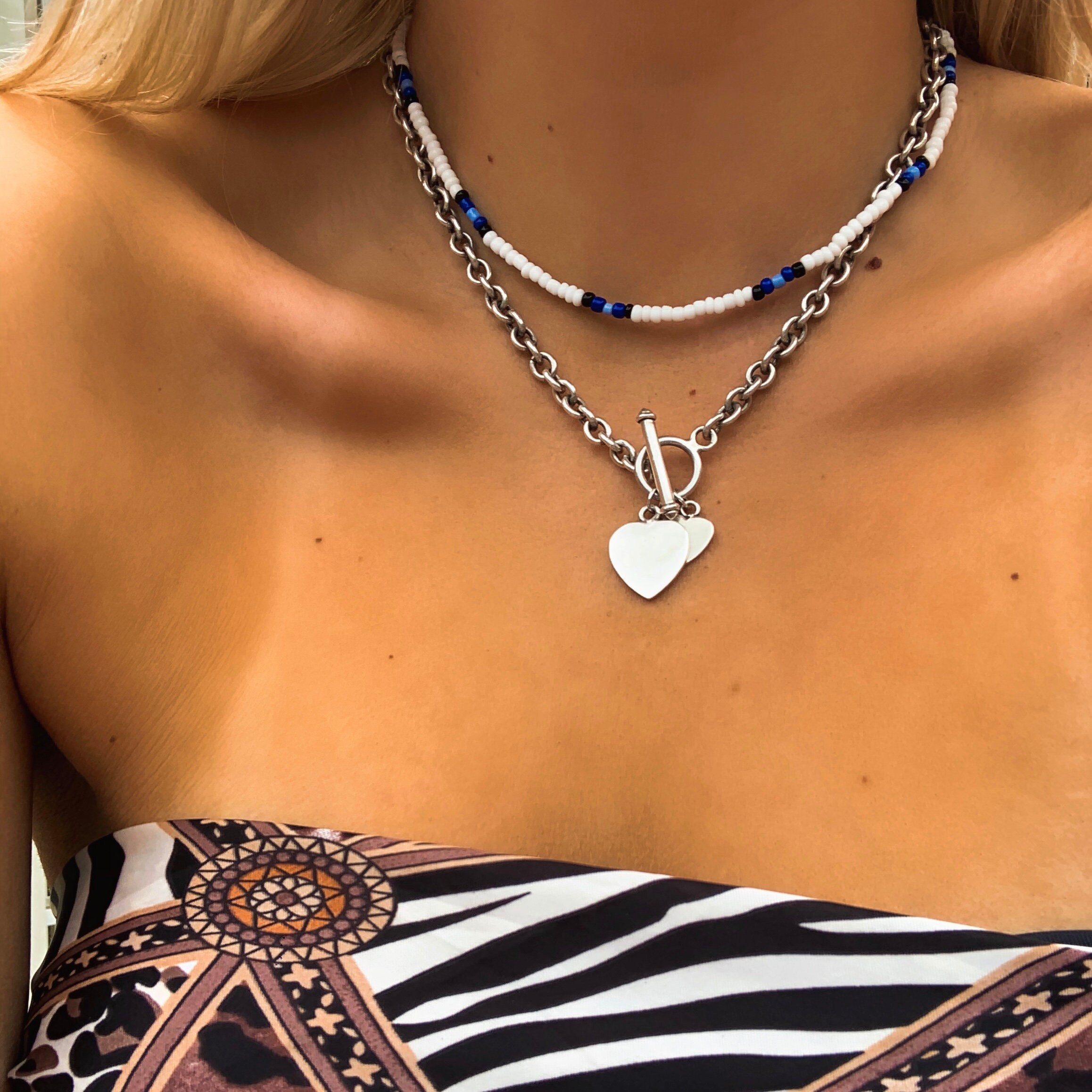 Y2K STYLE BEADED NECKLACE handmade black lilac navy and Etsy