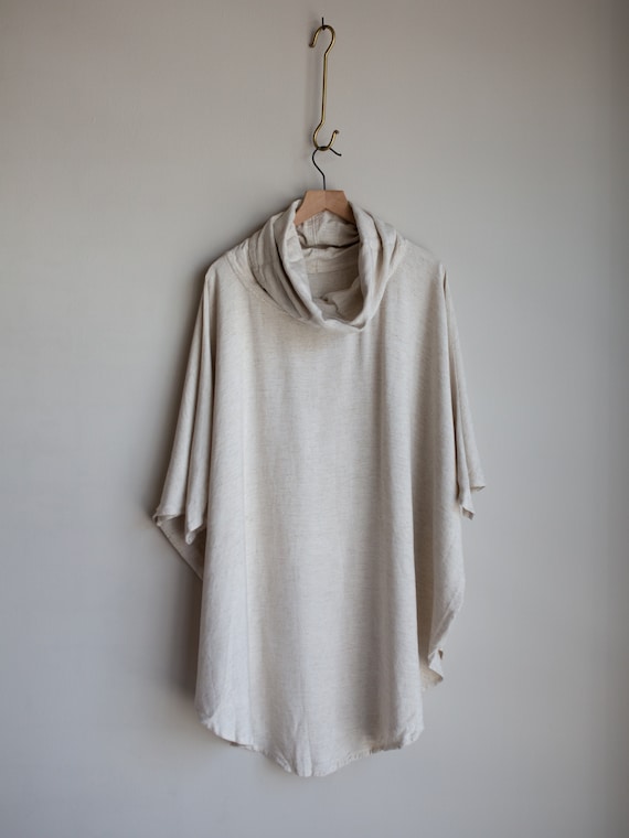 Moroccan Linen Blend Cowl Neck Blouse