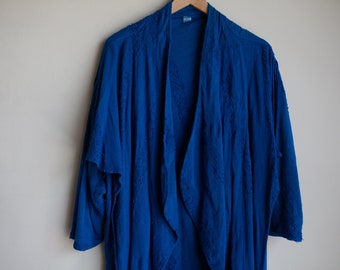 Vintage 1980s Moroccan Majorelle Blue Duster Robe