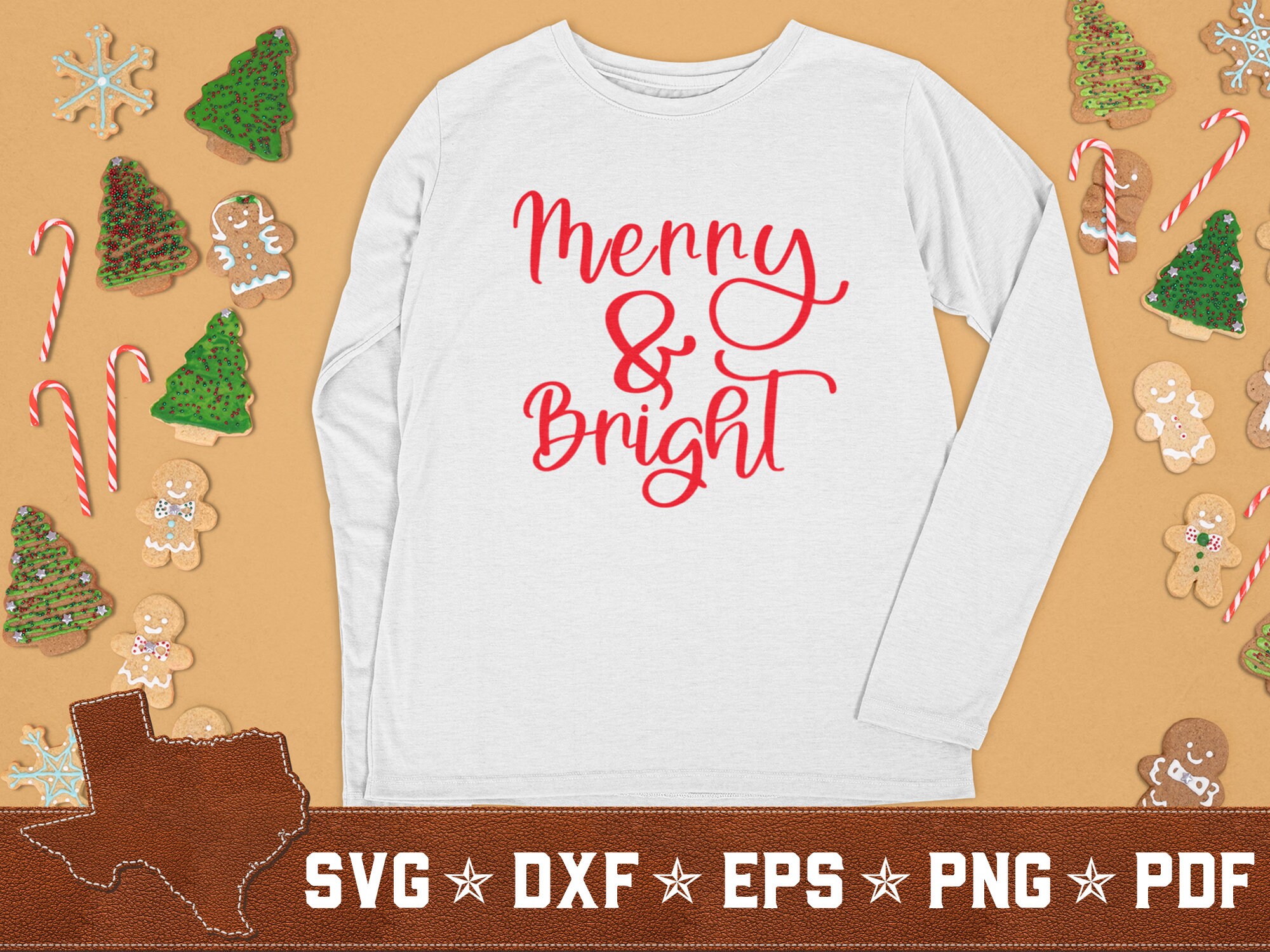 Merry and Bright SVG | Christmas Svg Dxf Eps Png Pdf Vector Cut Files ...