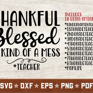Dankbar gesegnet und Art eines Mess SVG Bundle | Lehrer Svg dxf eps png pdf Vektor geschnitten Dateien | Sofortiger Download | Kommerzielle Nutzung