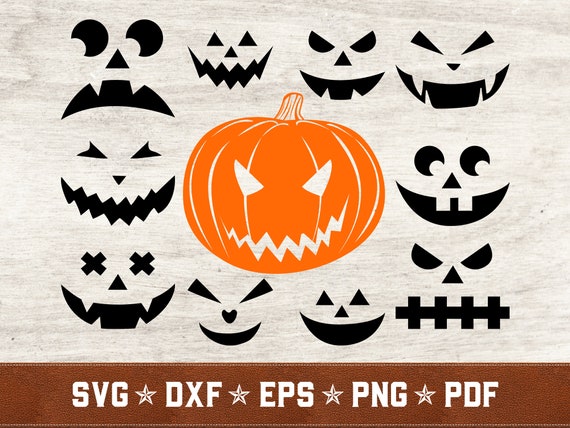 Pumpkin Face SVG Bundle  Jack-o-lantern Svg Halloween SVG Dxf