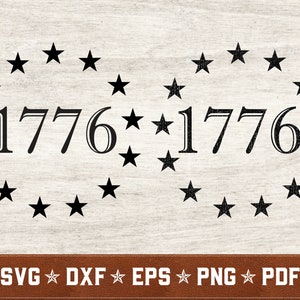 Pacote SVG 1776 - Versão Simples e Grunge | Betsy Ross SVG 13 estrelas svg dxf eps png arquivos de corte de vetor | Download instantâneo | Uso comercial