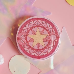 Sakura's Card Captor Magic Circle GLITTERY Supporto per telefono - Supporto per telefono anime - ragazze magiche - kawaii - supporto per telefono - colore rosa - design carino