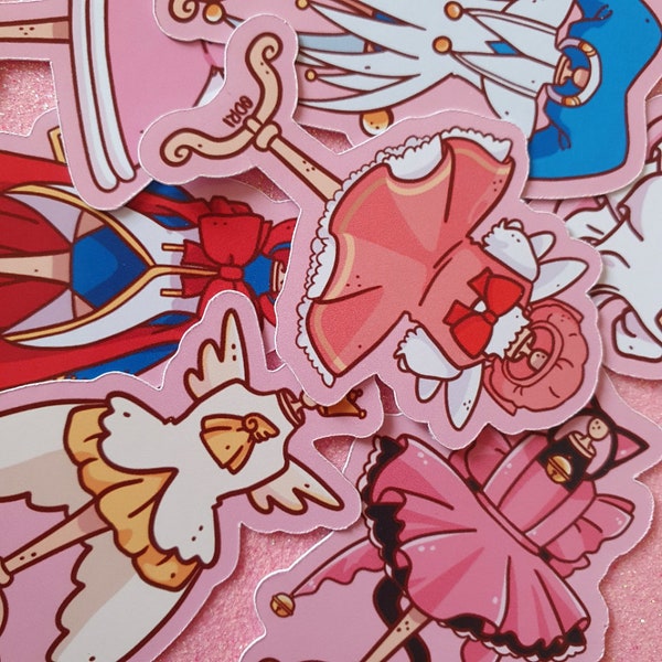 Sakura's Dresses Sticker Set - Magical Girl Stickers - die cut stickers - kawaii sticker set - planner - journal - anime mahou shoujo