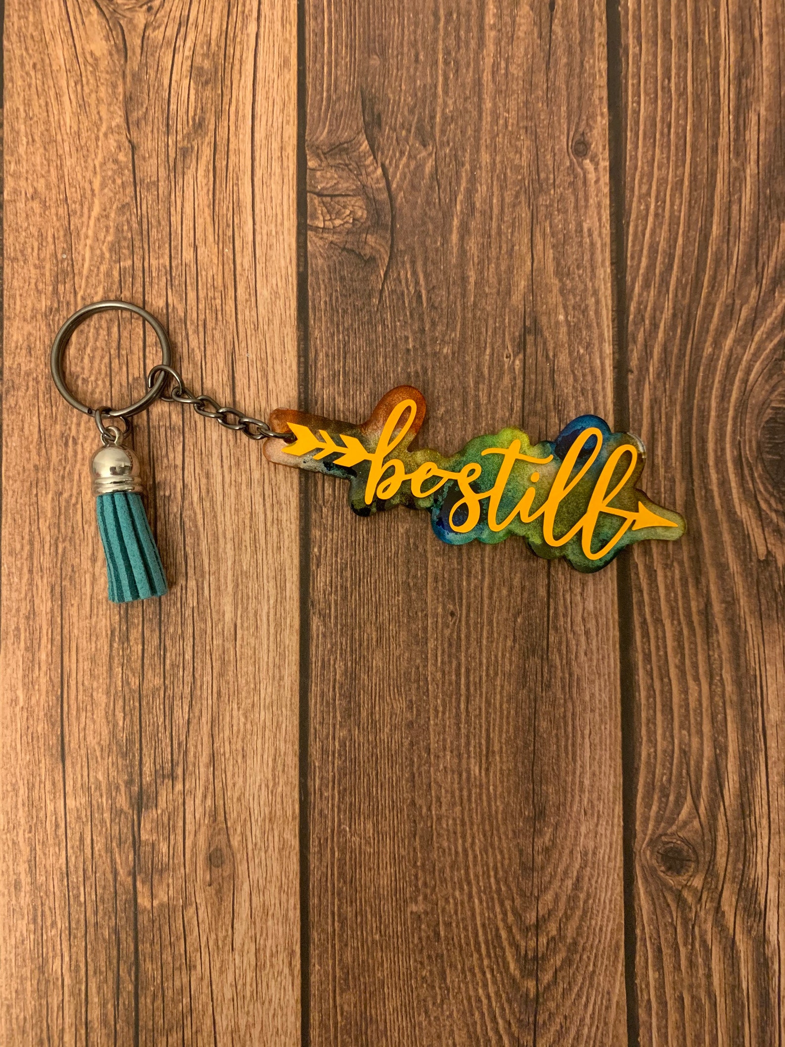 Be Still Keychain Alcohol Ink Keychain Keychain Etsy