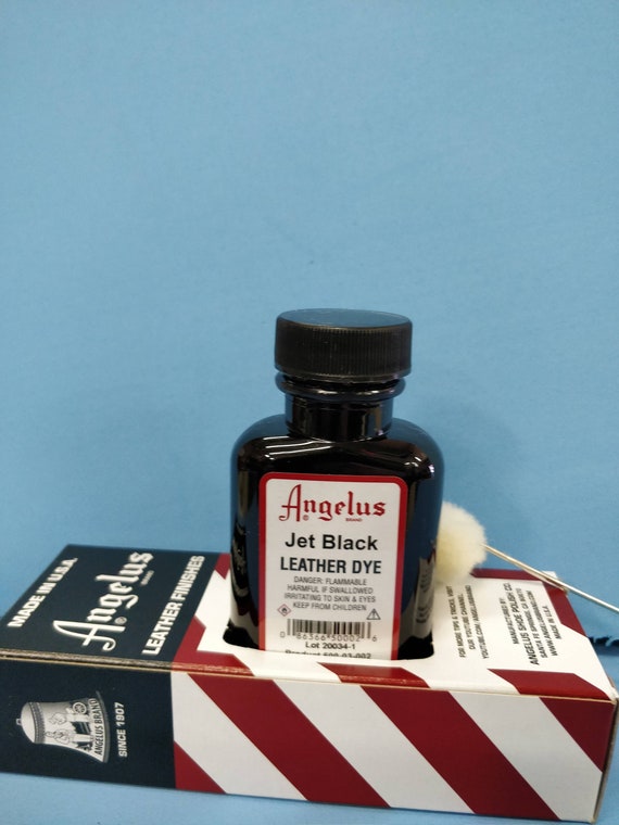 Angelus Jet Black Leather Dye 3 Oz. With Applicator for Shoes