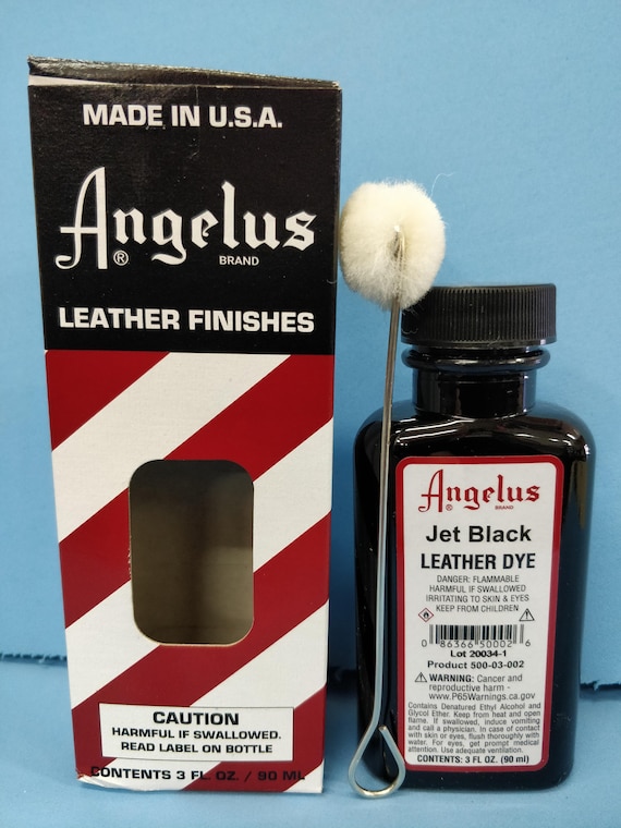 Angelus Jet Black Leather Dye 3 Oz. With Applicator for Shoes Boots Bags  NEW FREE SHIP 