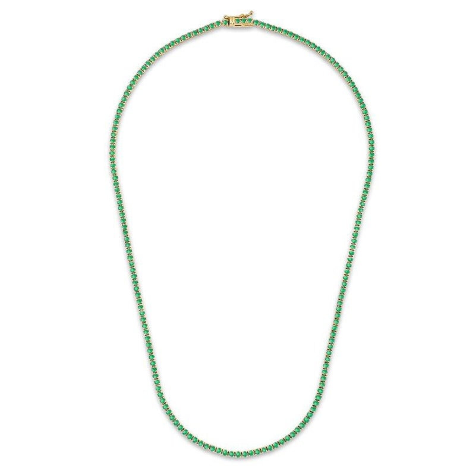 Emerald Tennis Necklace Emerald Line Necklace Emerald Etsy