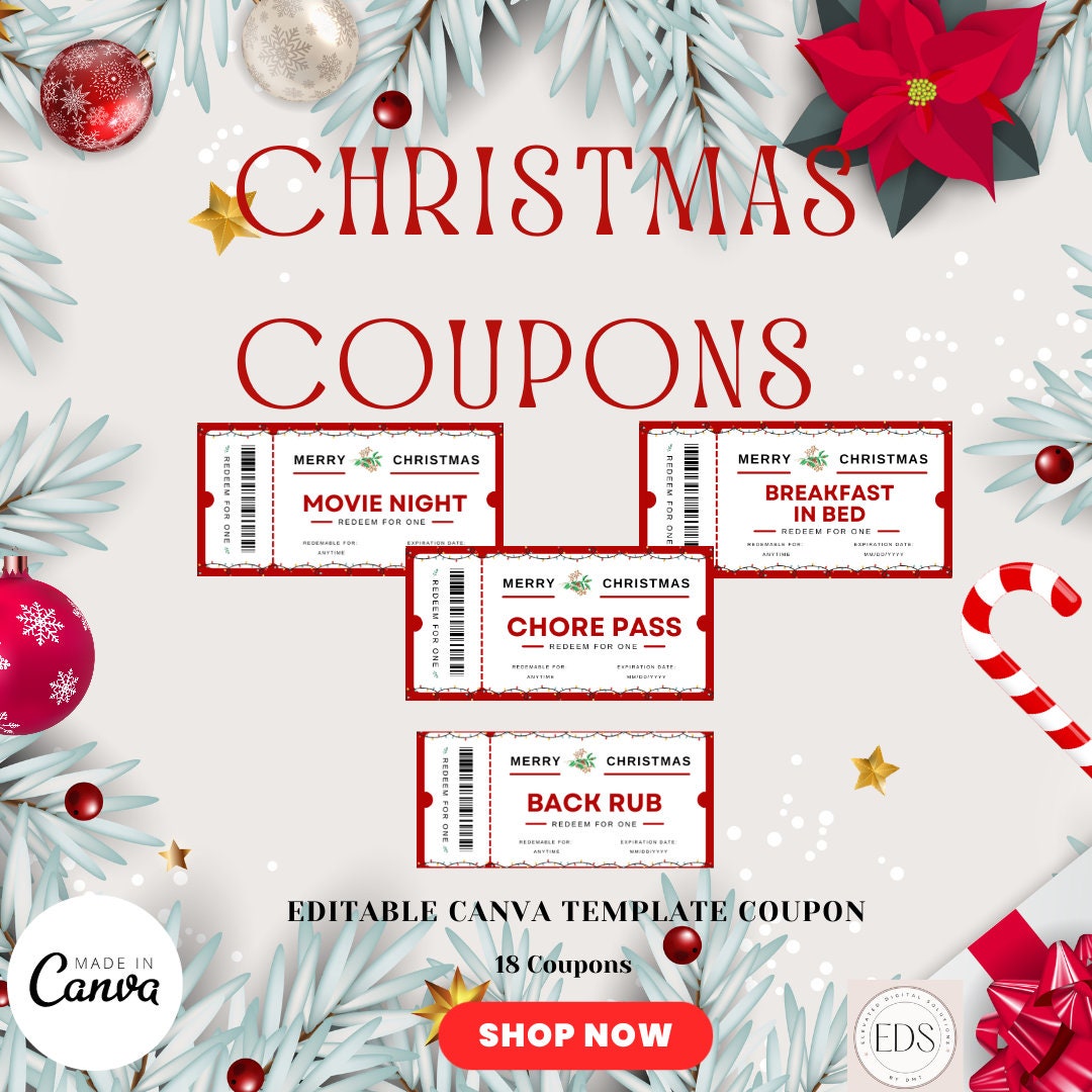 Gifts of Christmas Coupon Book kids and Adults Printable Etsy