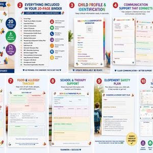 Autismus Notfallmappe Druckbare PDF | Spezielle Bedürfnisse Notfallplaner | Autismus Sicherheitsmappe | Pfleger & Schulpaket