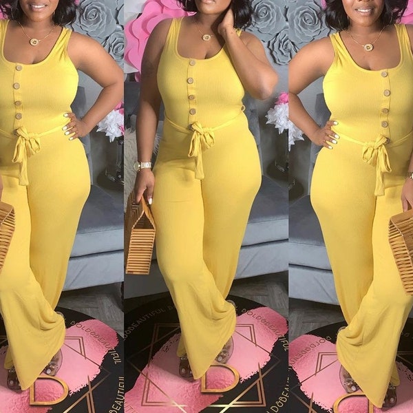 Sleeveless  Jumpsuits, Jumpsuits for Women, Jumpers for Women, Yellow Jumpsuit, Orange Jumpsuit, Yellow Sexy Outfit, Plus Size, Date Night