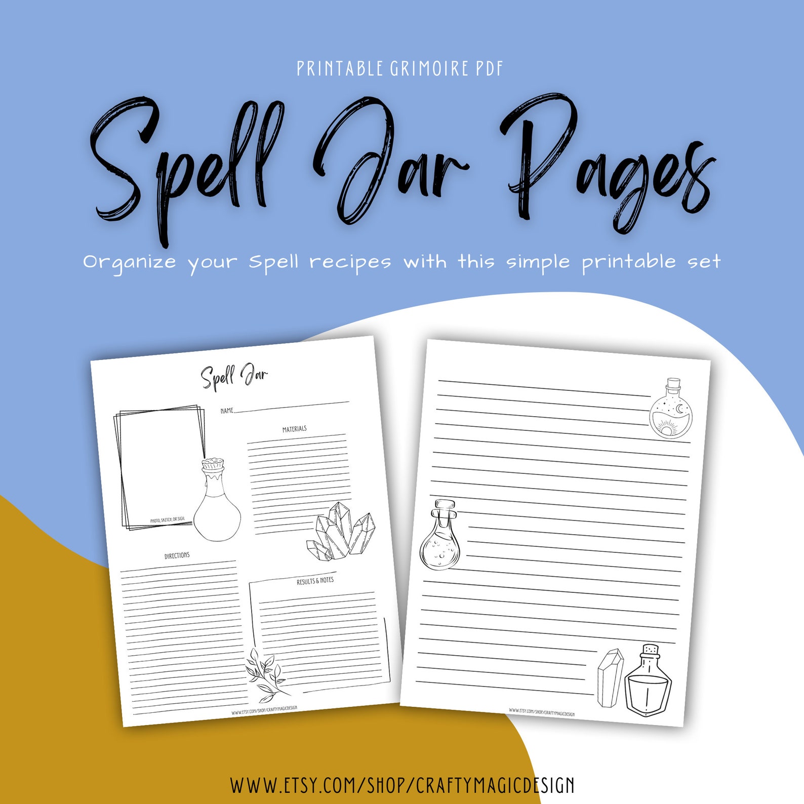 Printable Grimoire, Spell Jar Worksheet, Baby Witch, Digital Download, Book of Shadows, PDF ...