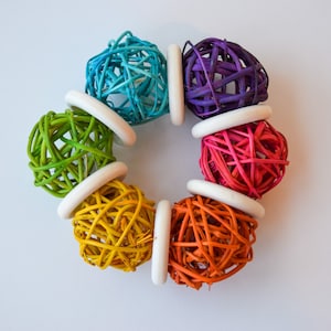 Rainbow Vine Ball Toss Toy | Natural, Safe, Non-Toxic, Handmade Chew Toy for Rabbit, Guinea Pig, and Other Small Pets