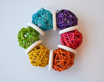 Rainbow Vine Ball Toss Toy | Natural, Safe, Non-Toxic, Handmade Chew Toy for Rabbit, Guinea Pig, and Other Small Pets