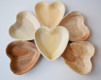 Heart Palm Leaf Bowls | 6 Pack | 4.5 inches | Natural, Safe, Non-Toxic, Chew Toy for Rabbit, Guinea Pig, and Other Small Pets