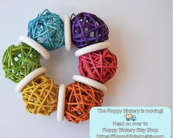 Rainbow Vine Ball Toss Toy | Natural, Safe, Non-Toxic, Handmade Chew Toy for Rabbit, Guinea Pig, and Other Small Pets