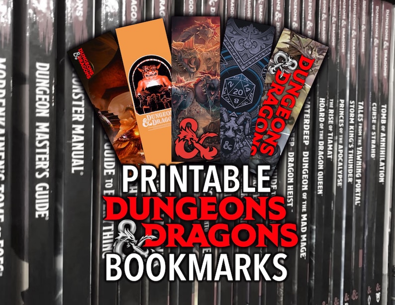 Dungeons and Dragons Inspired Printable Bookmarks 5 Digital Download ...