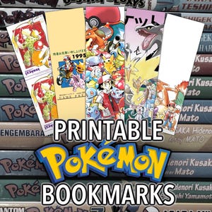 Marque-pages imprimables Pokémon | 5 signets JPG à téléchargement numérique (jeu) | Jeux d'art rétro ringards cool