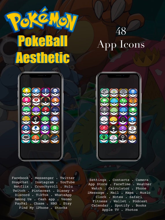 Pokemon Pokeball Aesthetic Icons 48 Ios 14 App Icons Etsy