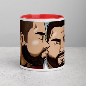 Gay Bear Kiss Bara Gay Manga Yaoi exclusive design Mug with Color Inside