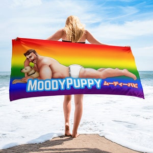 Gay Pride MoodyPuppy Beach Towel Rainbow flag!
