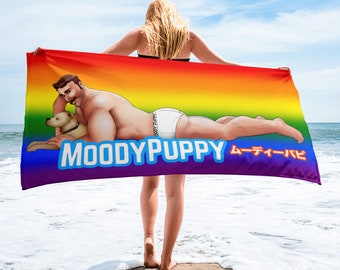Gay Pride MoodyPuppy Strand Handtuch Regenbogen Flagge!