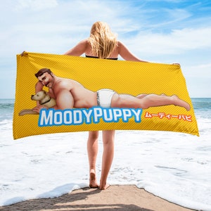 Yellow MoodyPuppy Gay Beach Towel