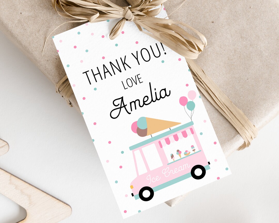 Ice Cream Party Favor Tag, Ice Cream Truck Tag Template, Ice Cream ...